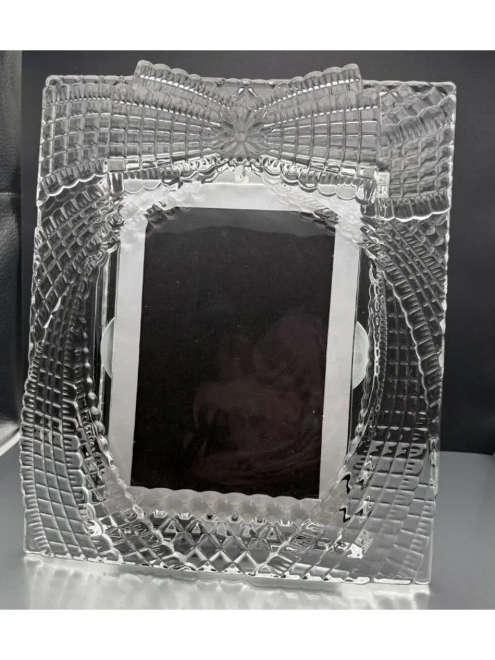 Mikasa Photo Frame Lead Crystal Draped Bow Frame Home Décor 5x7